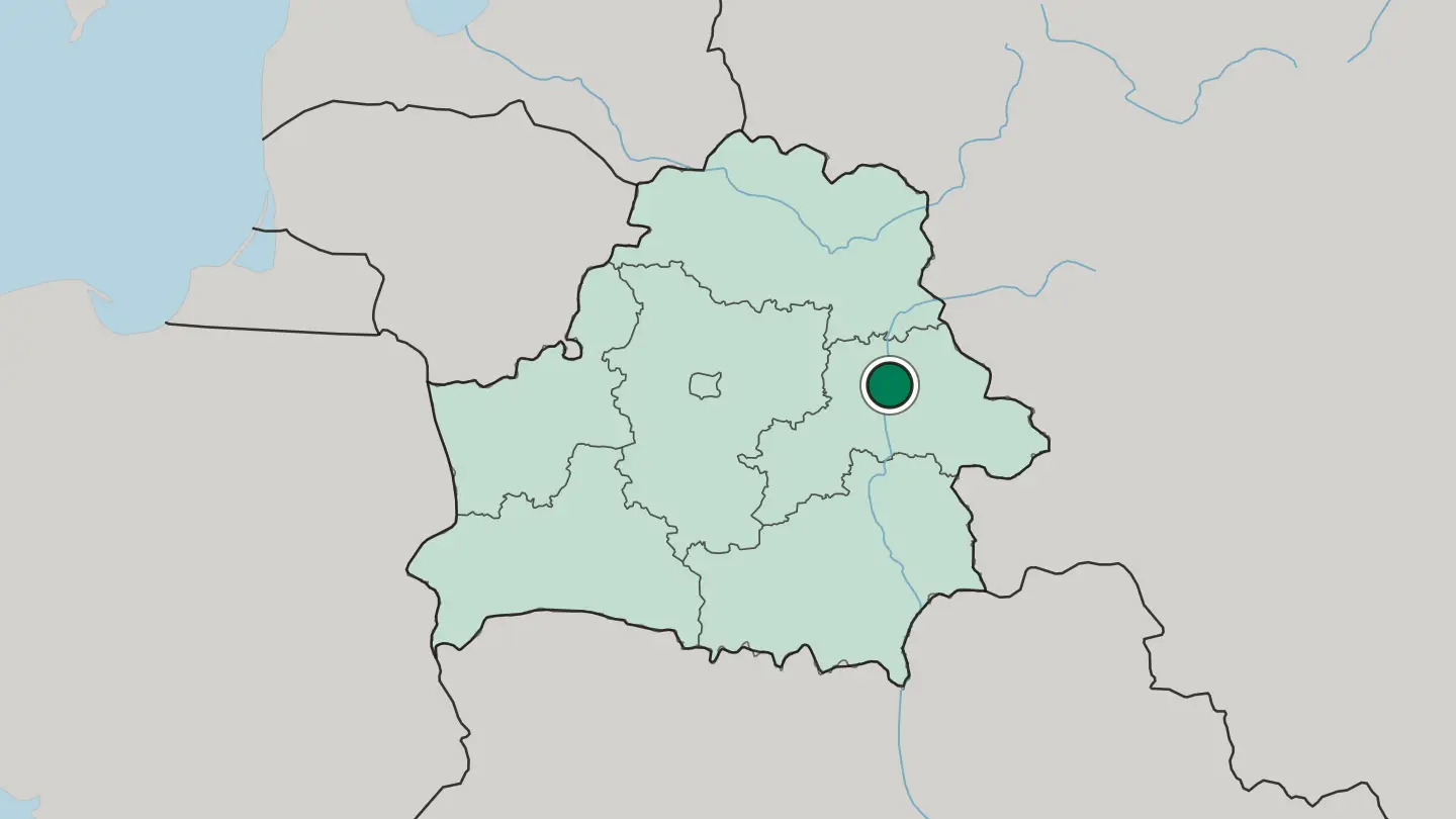 Map of Mahilyow in Belarus