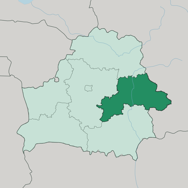Map showing Mogilyov Oblast — In Belarus