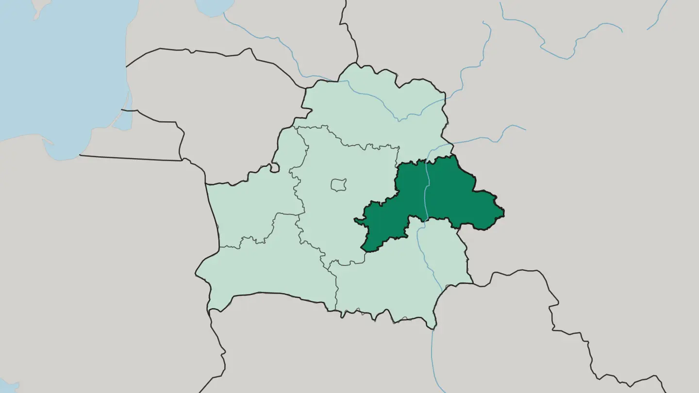 Map of Mogilyov Oblast in Belarus