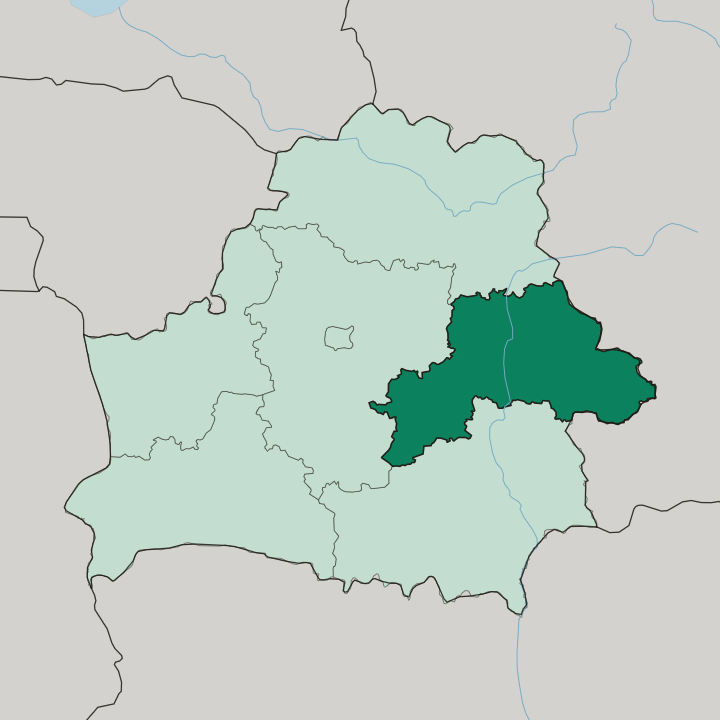 Map showing Mogilyov Oblast — In Belarus