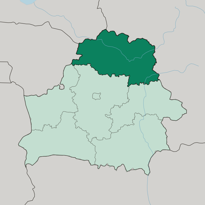 Map showing Vitebsk Oblast — In Belarus
