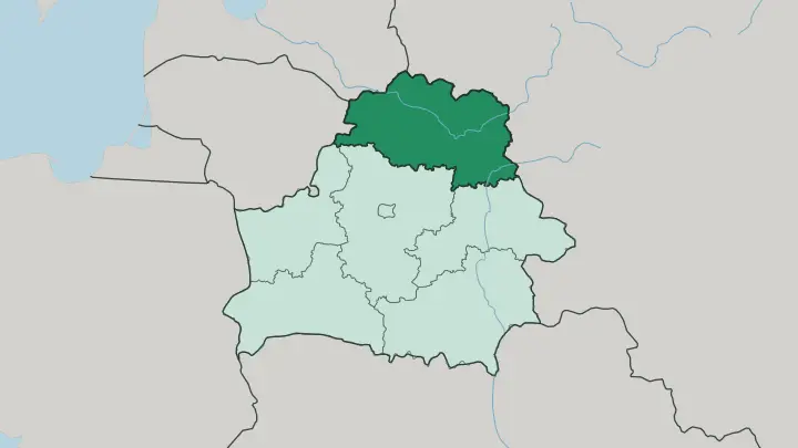 Map of Vitebsk Oblast in Belarus