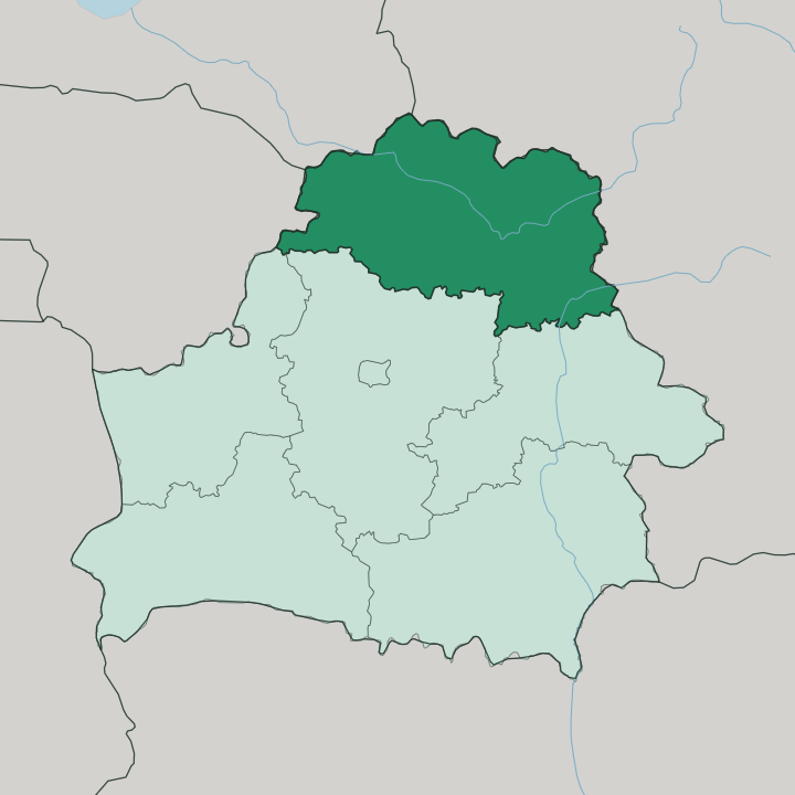 Map showing Vitebsk Oblast — In Belarus