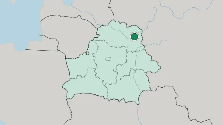 Map of Vitebsk in Belarus