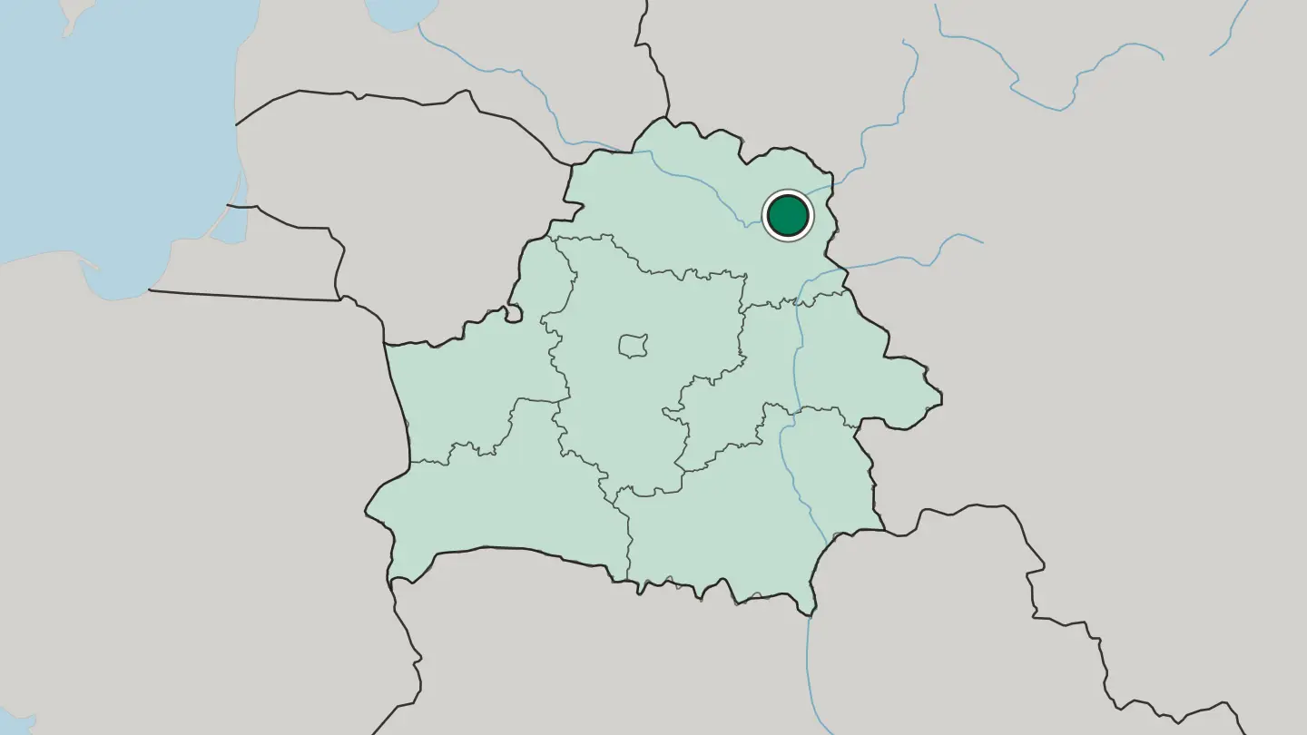 Map of Vitebsk in Belarus