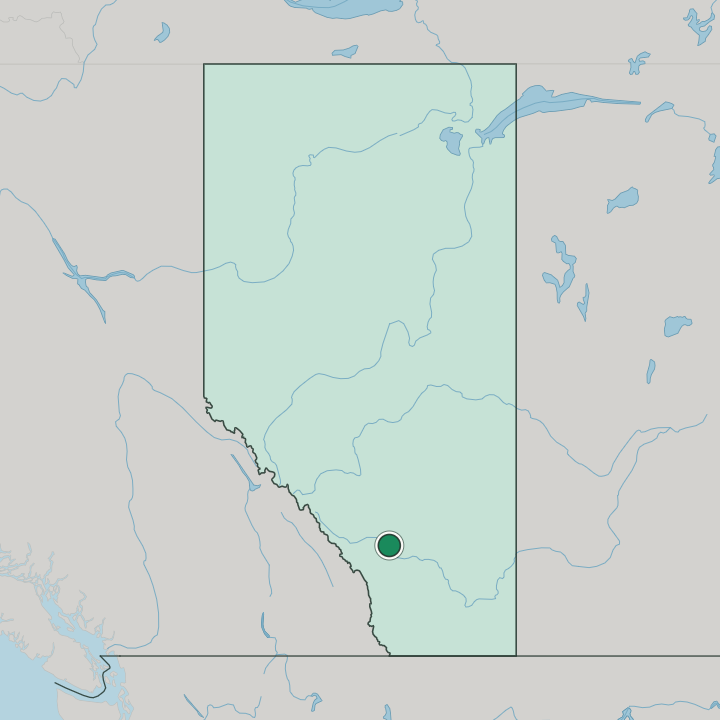 Map showing Calgary — In Alberta
