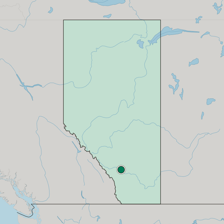 Map showing Calgary — In Alberta