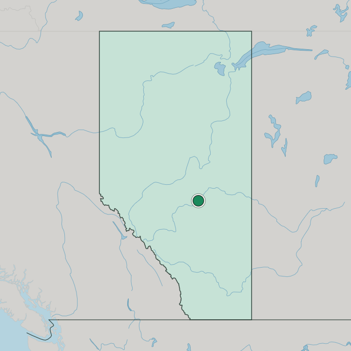 Map showing Edmonton — In Alberta
