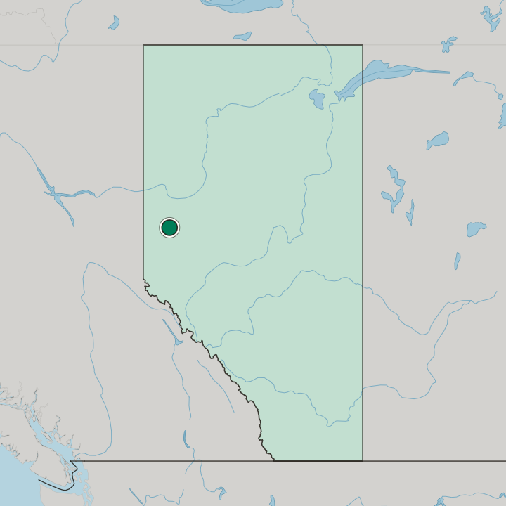 Map showing Grande Prairie — In Alberta