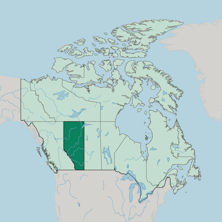 Map showing Alberta — In Canada