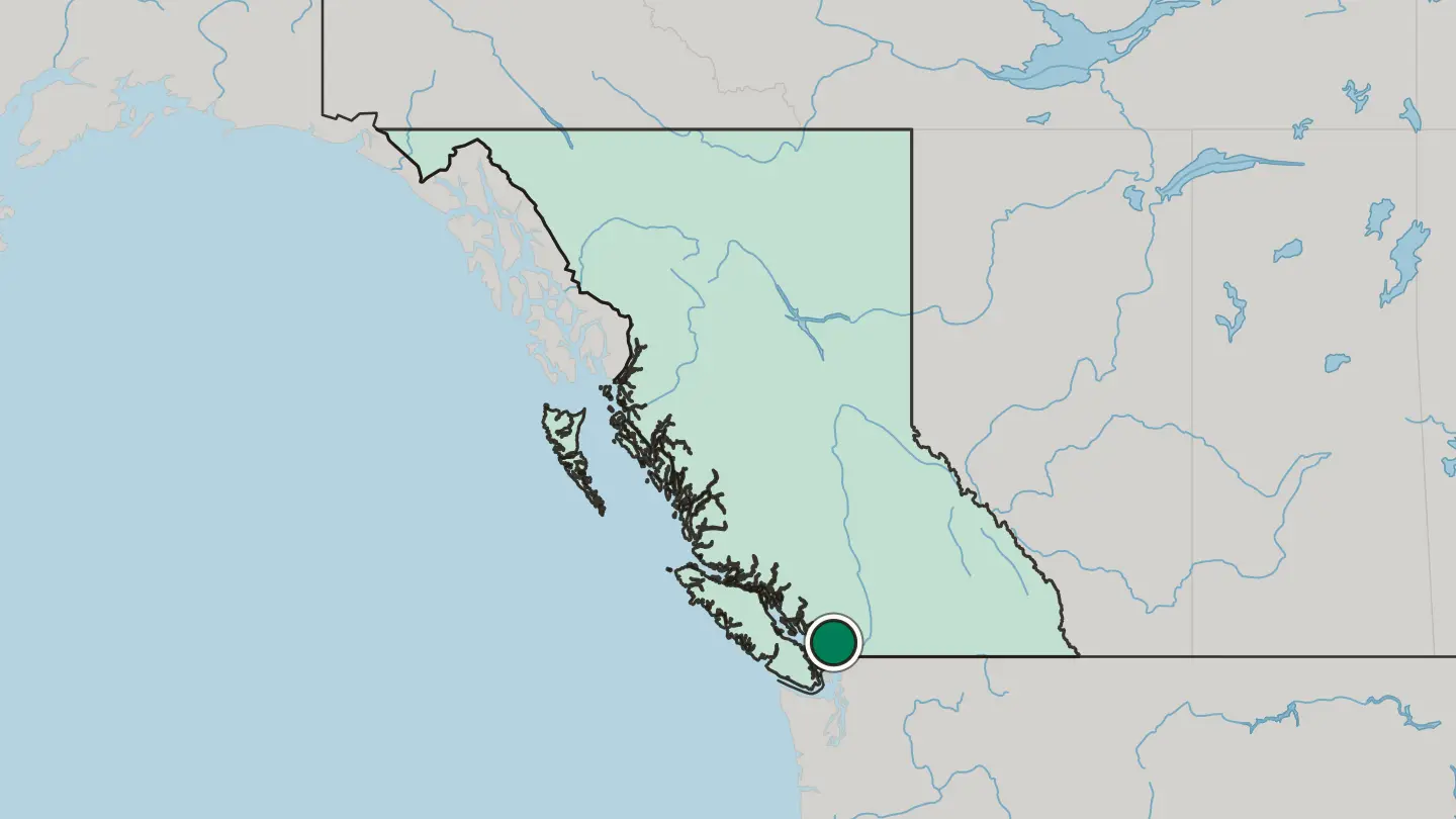 Map of Coquitlam in Canada