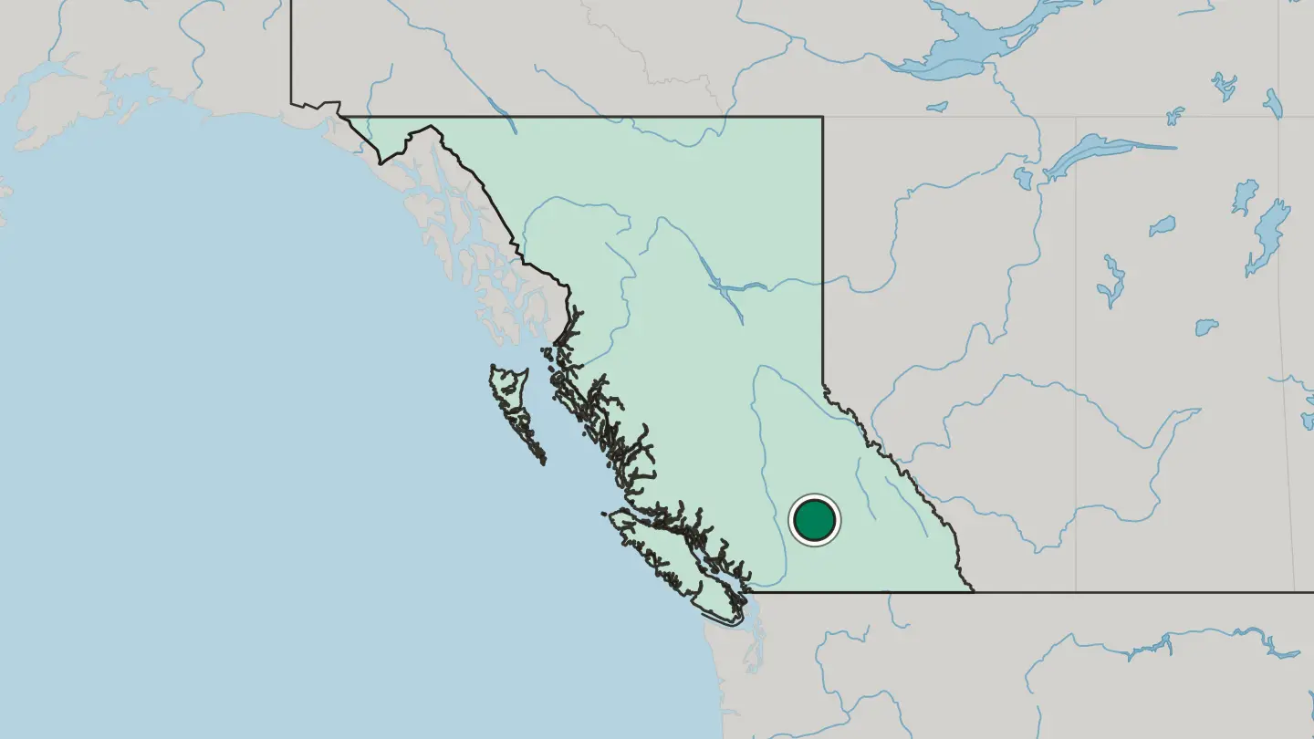 Map of Kamloops in Canada