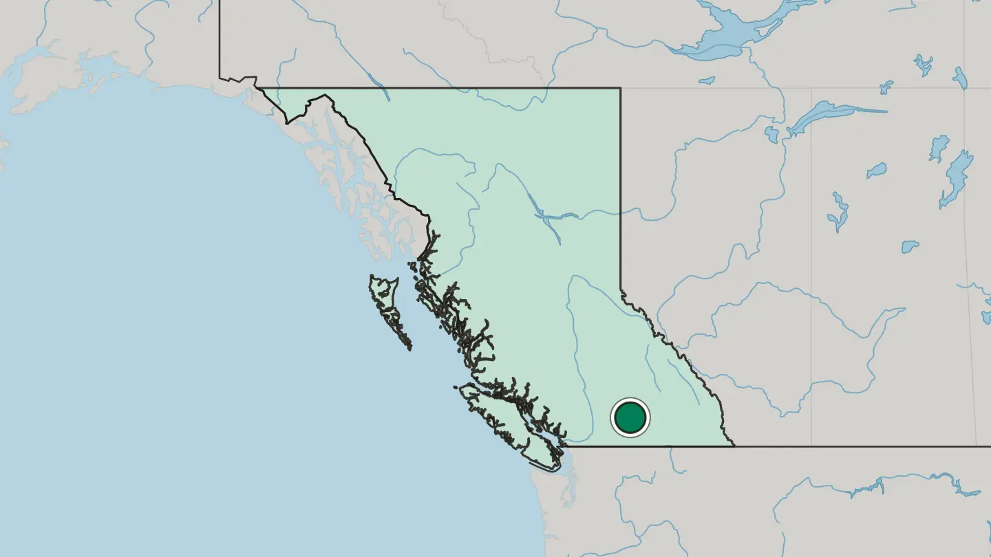 Map of Kelowna in Canada