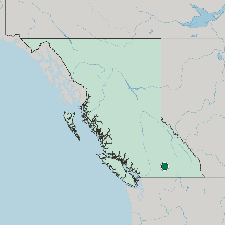Map showing Kelowna — In British Columbia