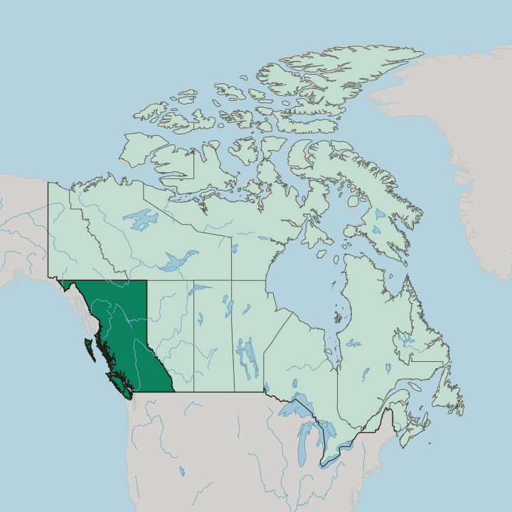 Map showing British Columbia — In Canada