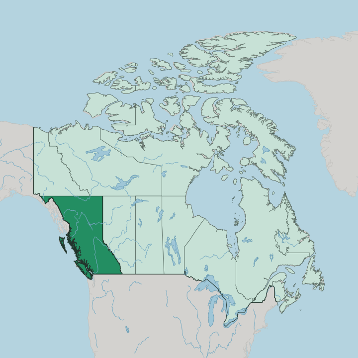 Map showing British Columbia — In Canada