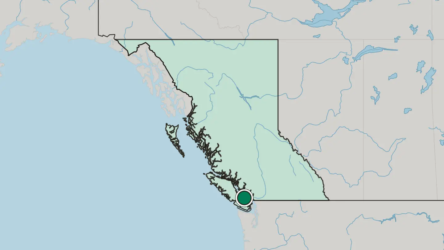 Map of Nanaimo in Canada
