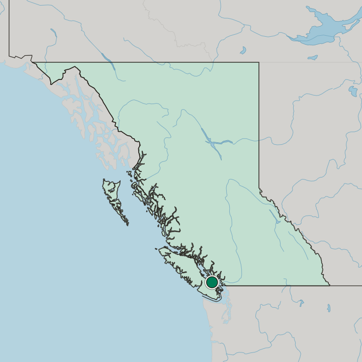 Map showing Nanaimo — In British Columbia