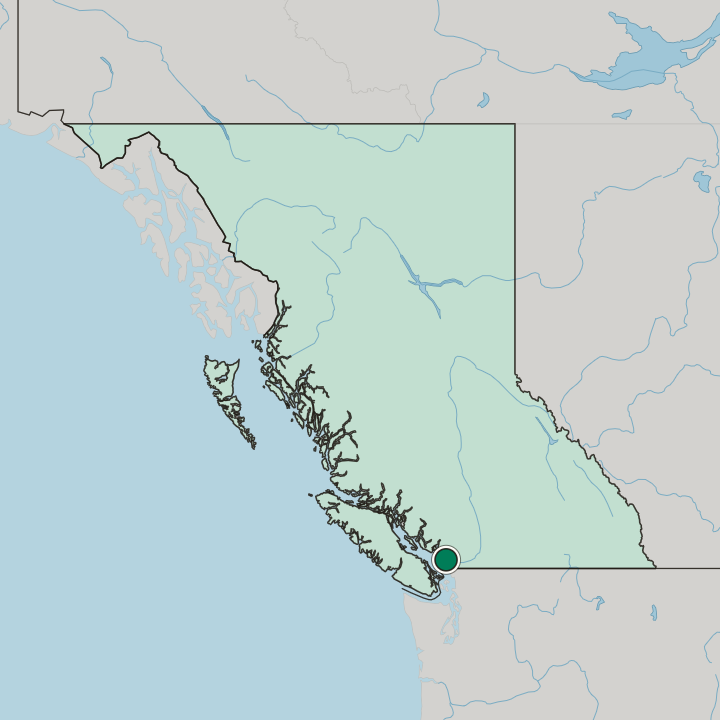 Map showing New Westminster — In British Columbia