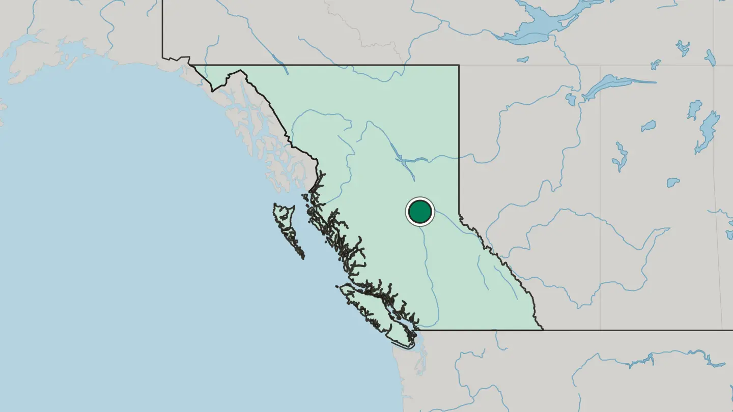 Map of Prince George in Canada
