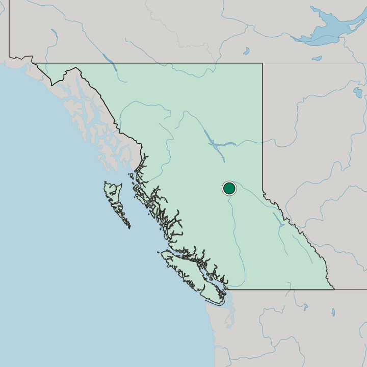 Map showing Prince George — In British Columbia