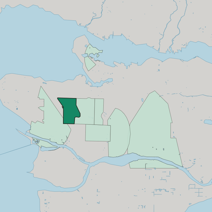 Map showing Arbutus Ridge — In Vancouver
