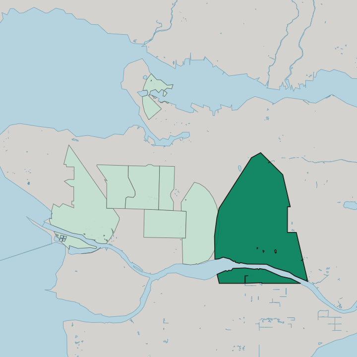 Map showing Champlain Heights — In Vancouver