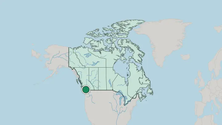 Map of Vancouver in Canada