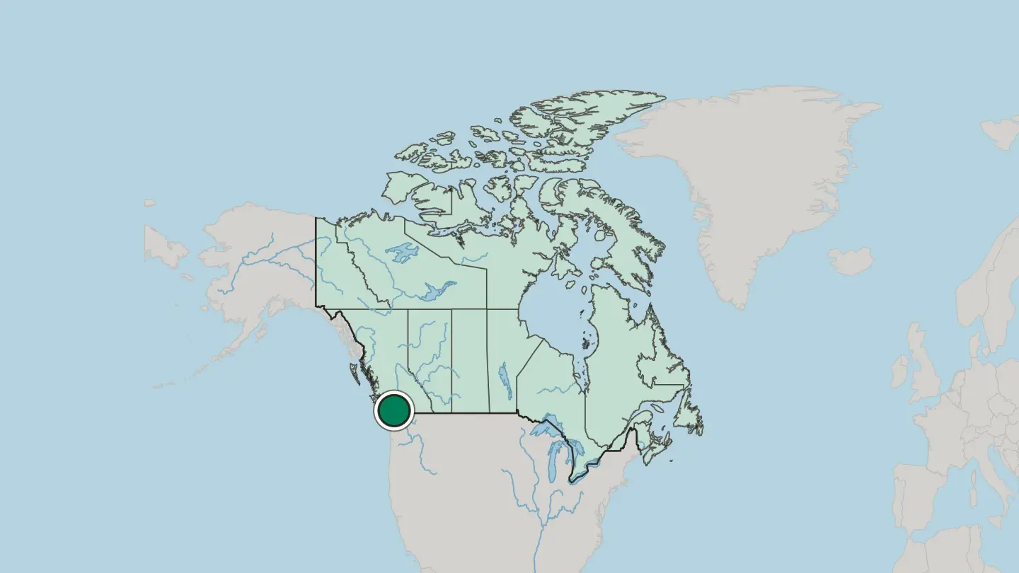 Map of Vancouver in Canada