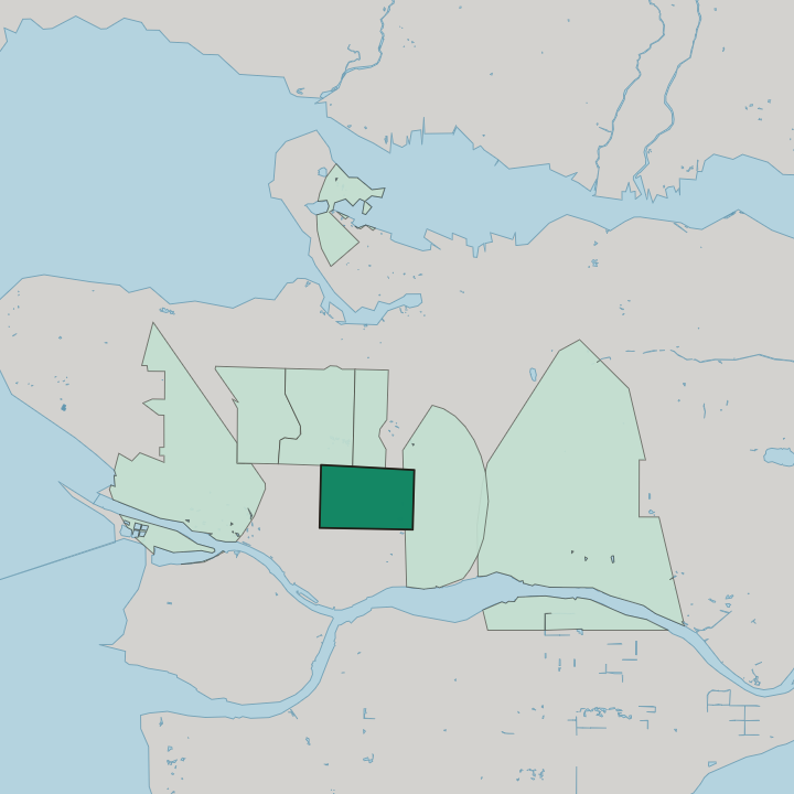 Map showing Oakridge — In Vancouver