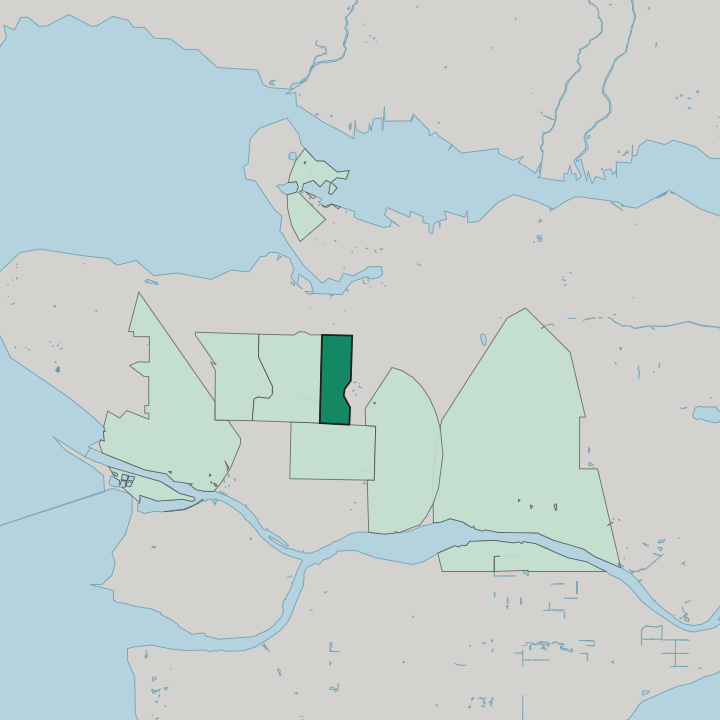 Map showing South Cambie — In Vancouver