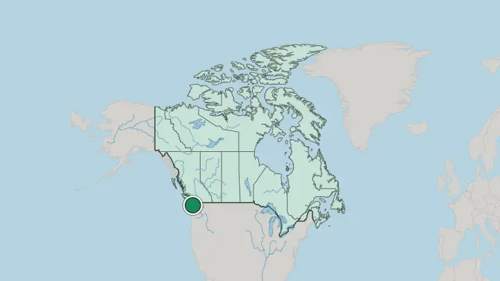 Map of Victoria in Canada