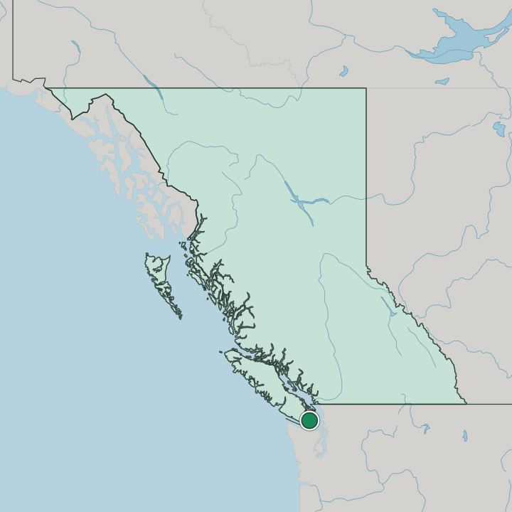 Map showing Victoria — In British Columbia