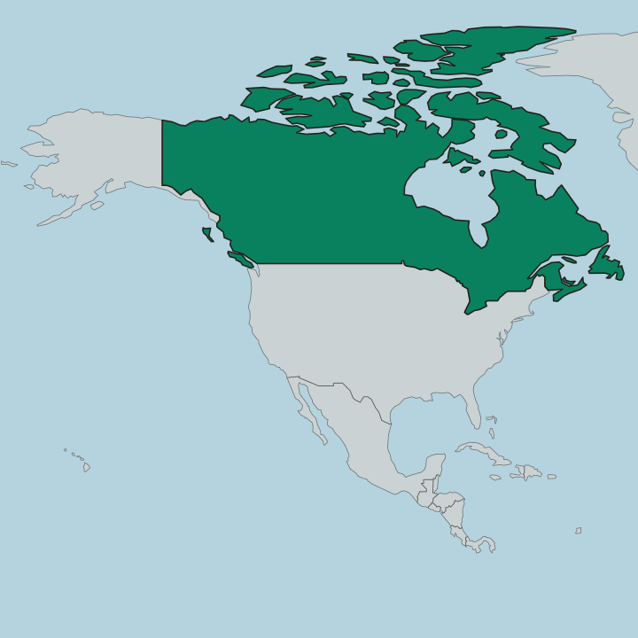 Map showing Canada — In North America