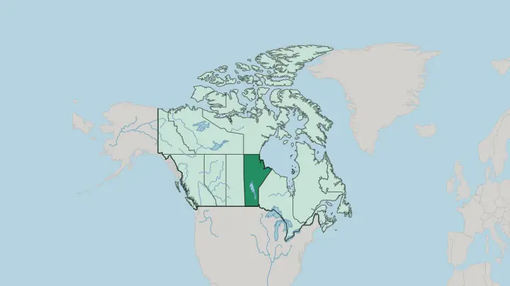 Map of Manitoba in Canada