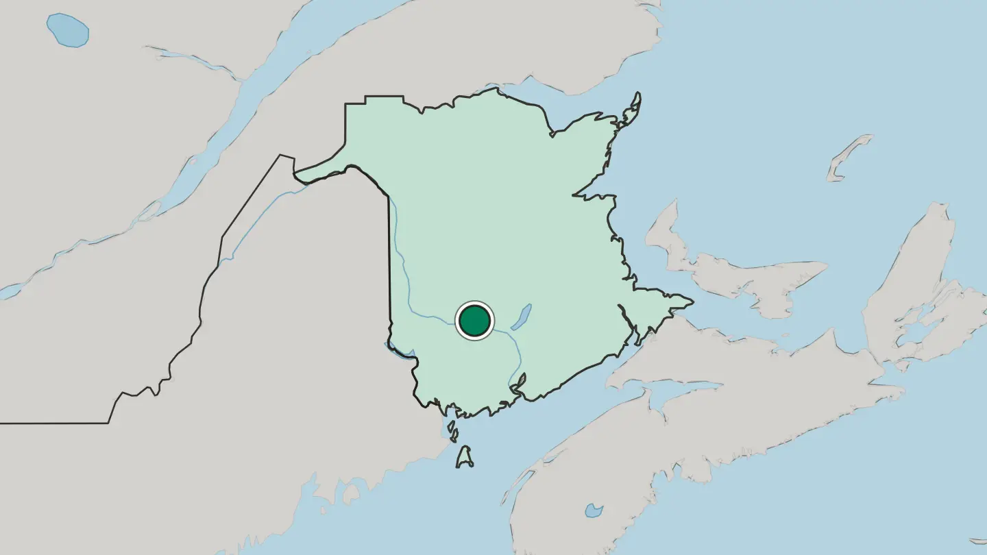 Map of Fredericton in Canada