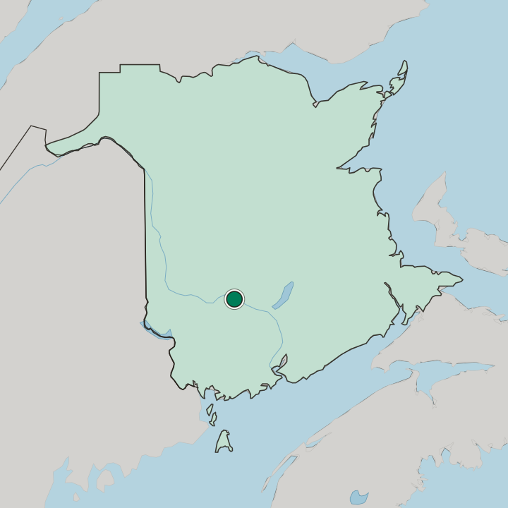 Map showing Fredericton — In New Brunswick/Nouveau-Brunswick