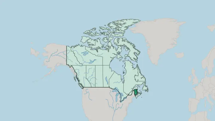 Map of New Brunswick/Nouveau-Brunswick in Canada