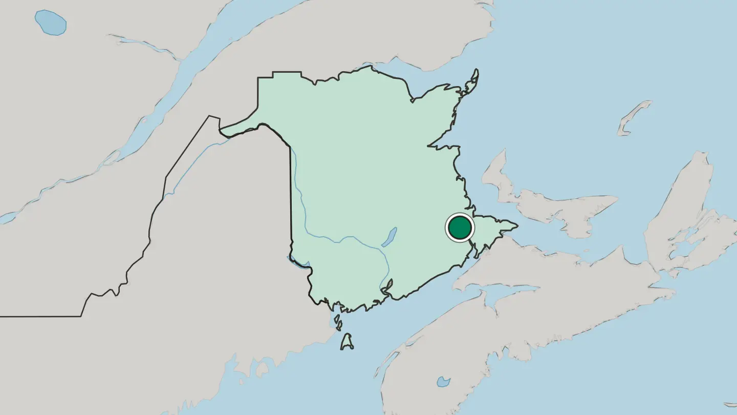Map of Moncton in Canada