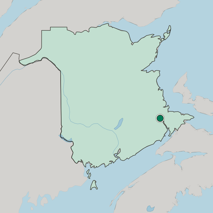 Map showing Moncton — In New Brunswick/Nouveau-Brunswick