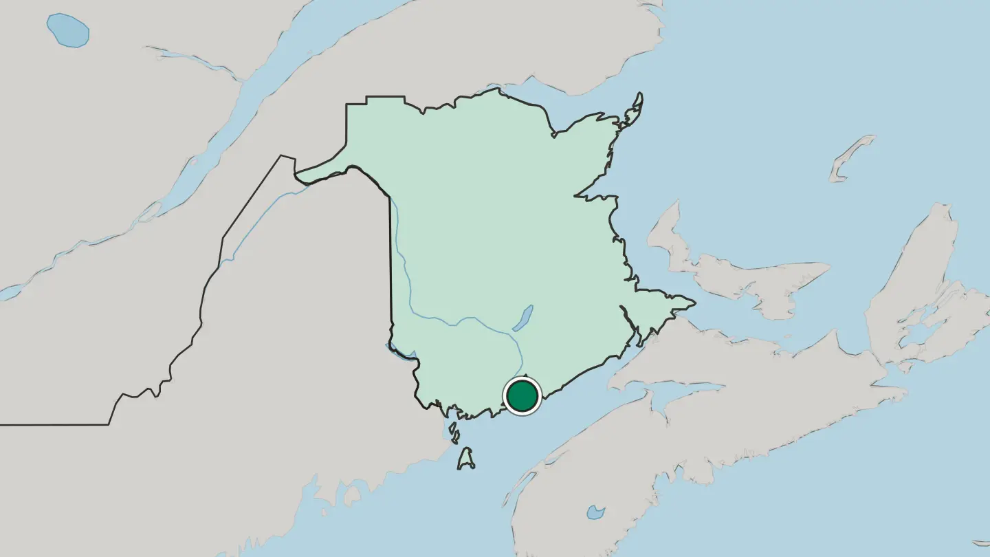 Map of Saint John in Canada