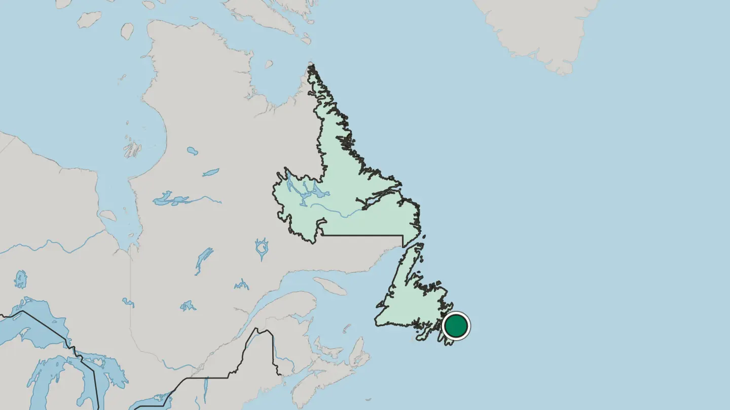 Map of St. John's in Canada
