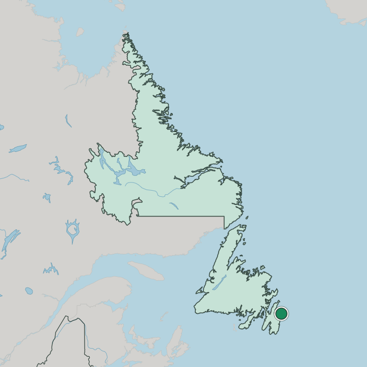 Map showing St. John's — In Newfoundland and Labrador