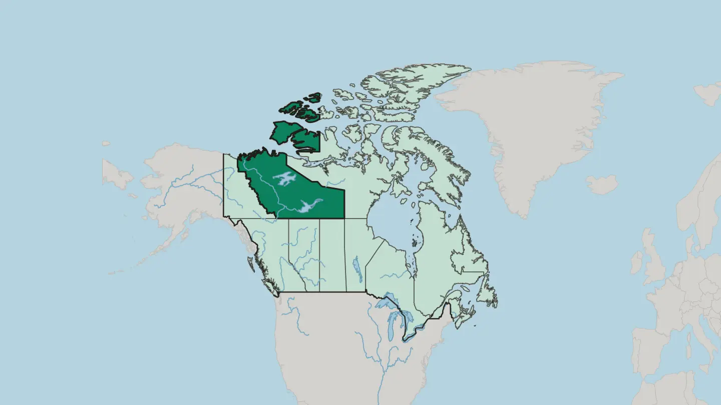 Map of Northwest Territories in Canada