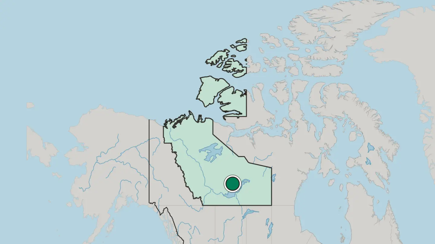 Map of Yellowknife in Canada