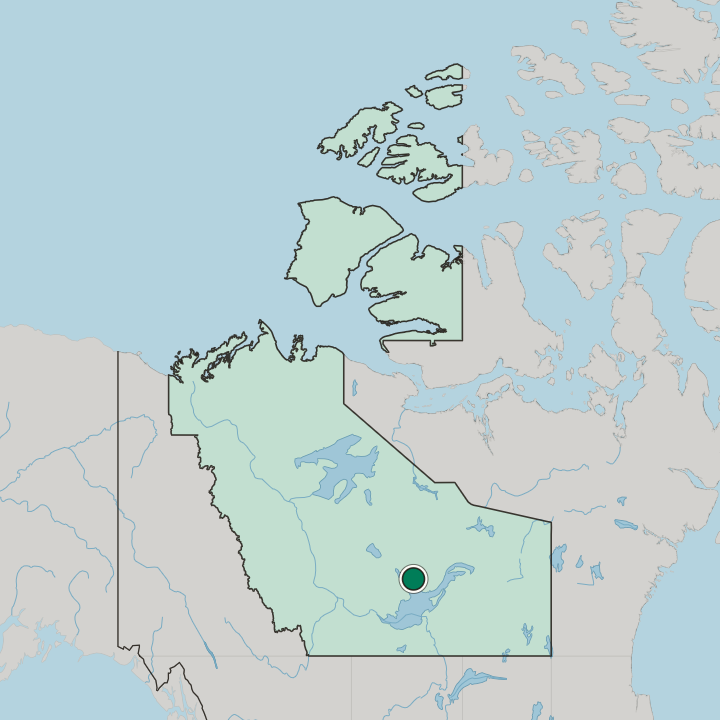 Map showing Yellowknife — In Northwest Territories
