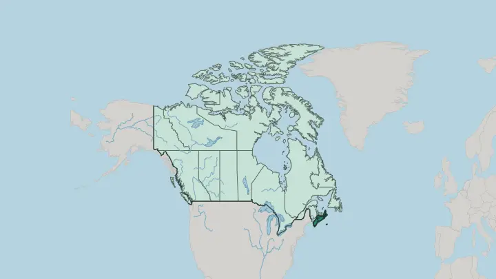 Map of Nova Scotia in Canada