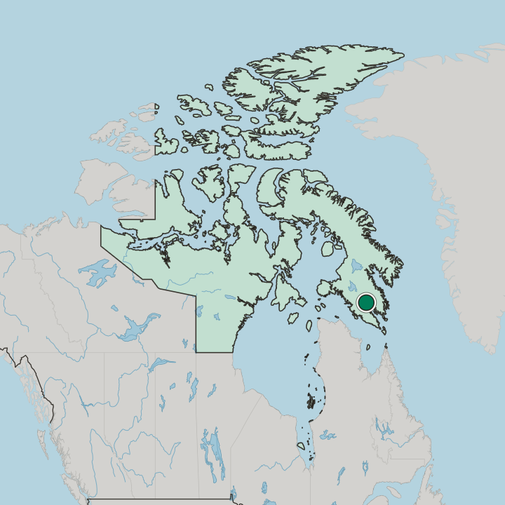 Map showing Iqaluit — In Nunavut