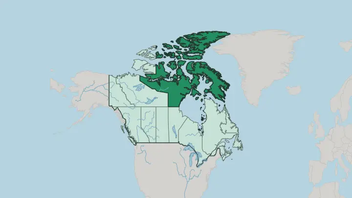Map of Nunavut in Canada
