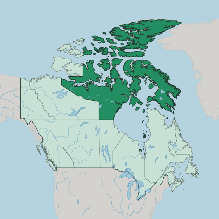 Map showing Nunavut — In Canada